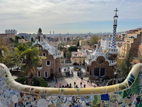 Colorful and interestingly shaped buildings in Barcelona, Spain.